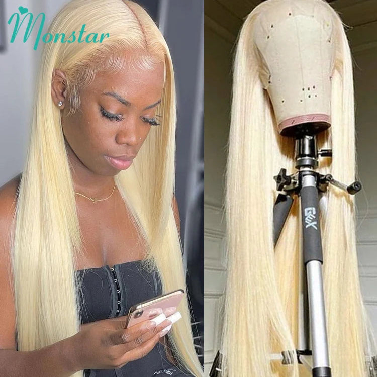 Women's Transparent 613 Honey Blonde Lace Front Human Hair Wigs