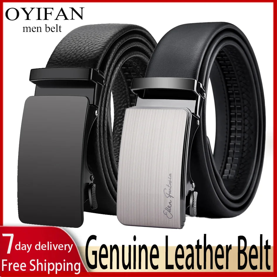 OYIFAN Ceinture à cliquet en cuir véritable