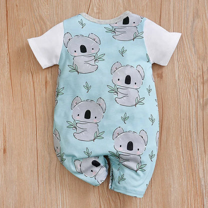 Newborn Baby Clothes Girl Boy Koala Print Jumpsuit - Summer Short Sleeve Romper