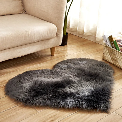 Heart Shaped Fluffy Shag Area Rug