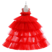 Red Puffy Tulle Flower Girl Dresses