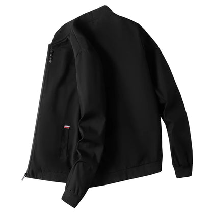 Veste coupe-vent zippée à col de baseball solide pour hommes