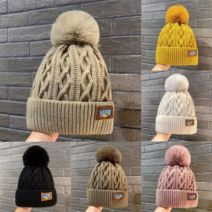 Women's Fashion Pompom Beanie - Thick Warm Winter Hat