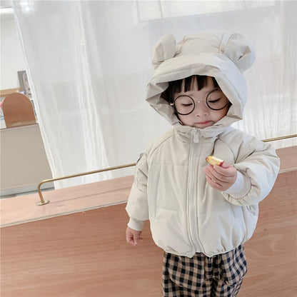 Korean Cartoon Hooded Winter Jacket for Kids