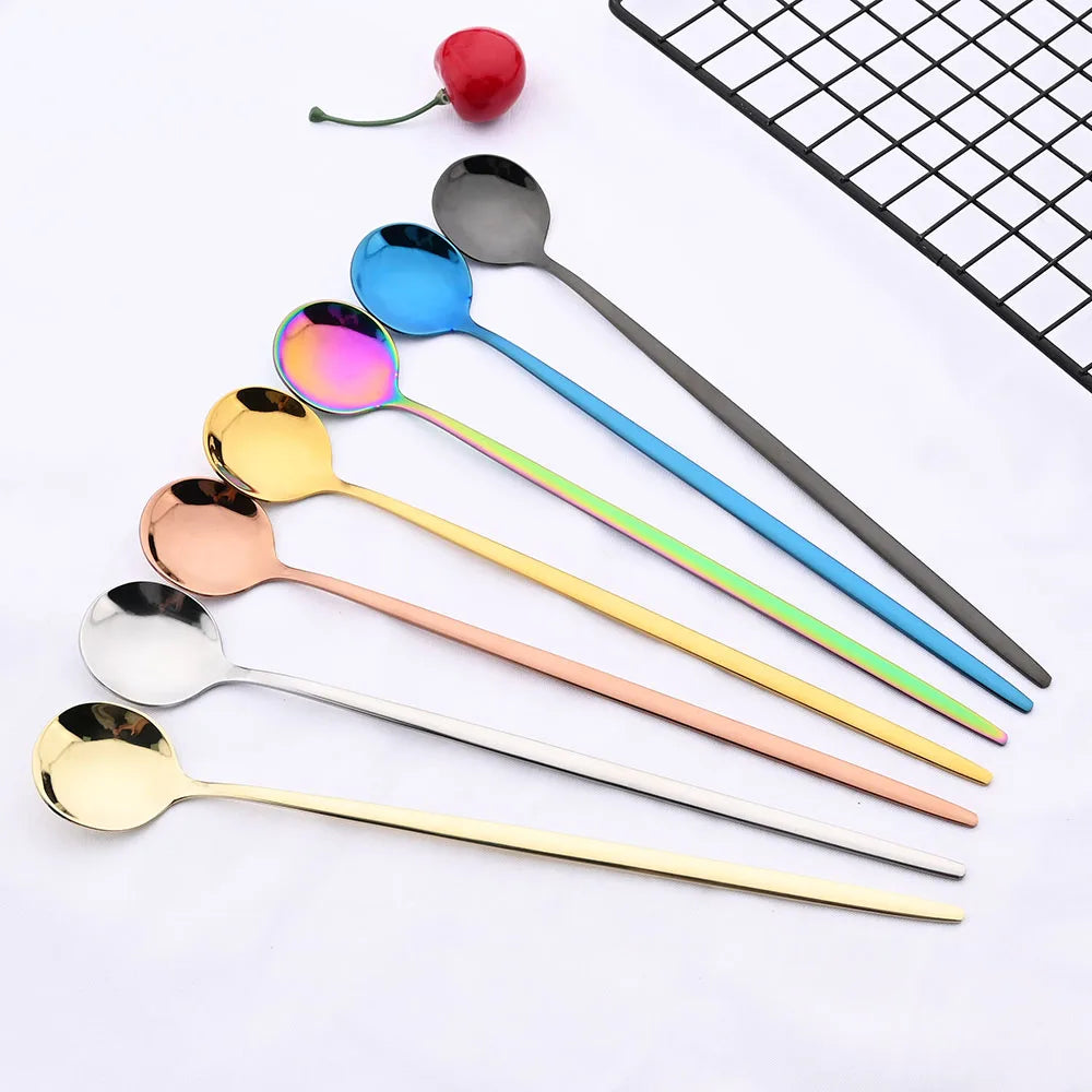 Golden 6-Piece Long-Handle Spoon Set