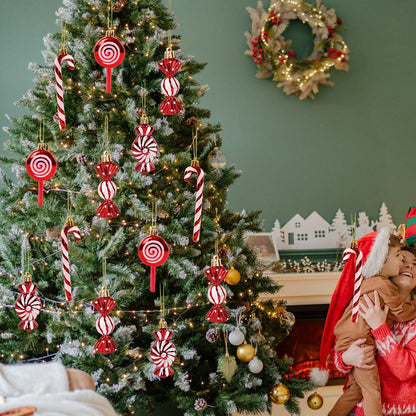 6PCS Christmas Candy Cane & Lollipop Ornaments