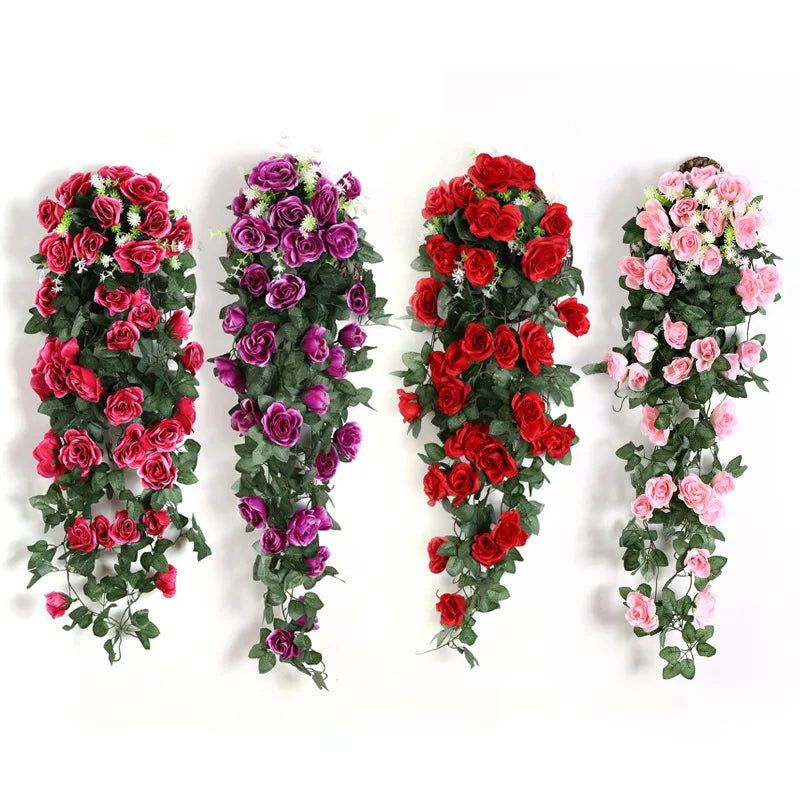 Vigne de roses artificielles suspendues - Fausses fleurs pour mur