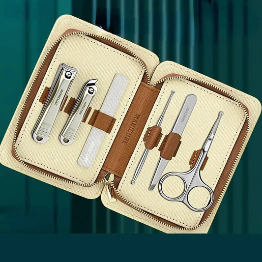 Color Contrast Manicure Set - Stainless Steel Tools in Travel Case