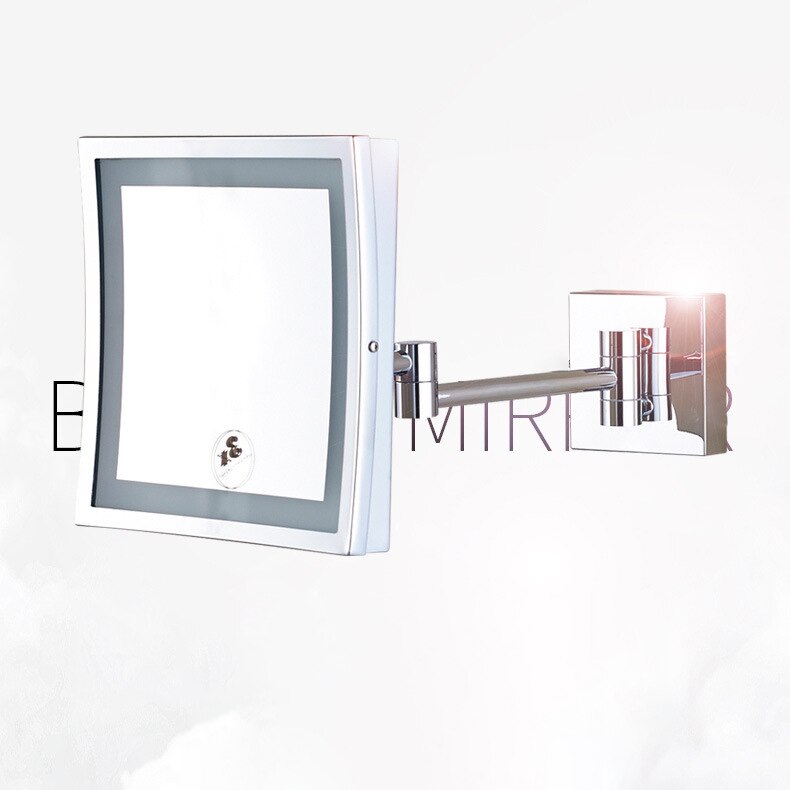 Miroir de maquillage extensible à LED en laiton