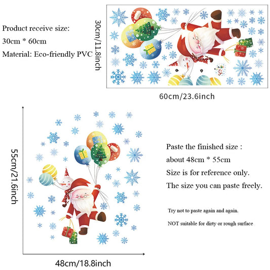 Weihnachts-Wandaufkleber, Weihnachtsmann, Elch-Dekor