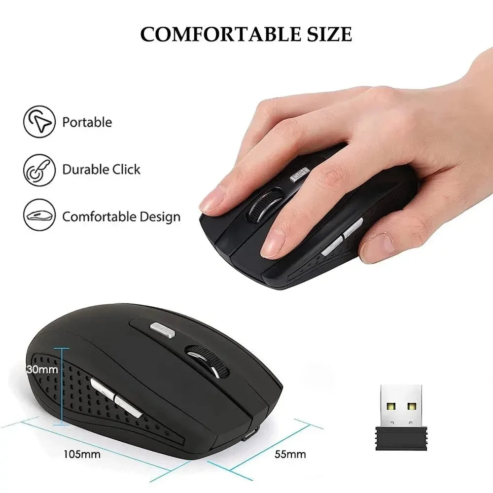 Wireless 2.4G Portable Optical Ergonomic Mice USB Adapter Mouse