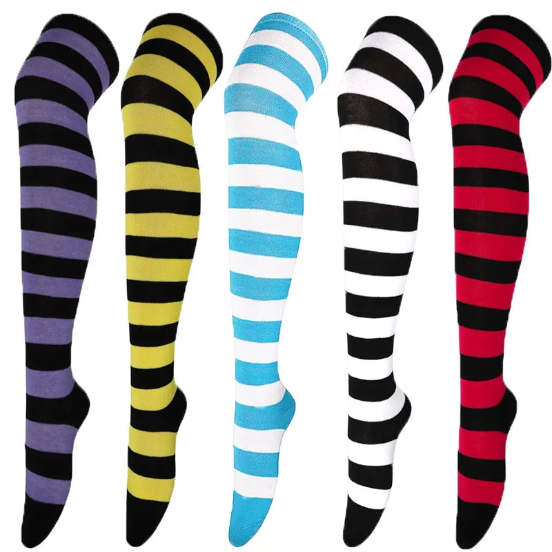 Striped Over-Knee Socks - Warm & Stylish Hosiery