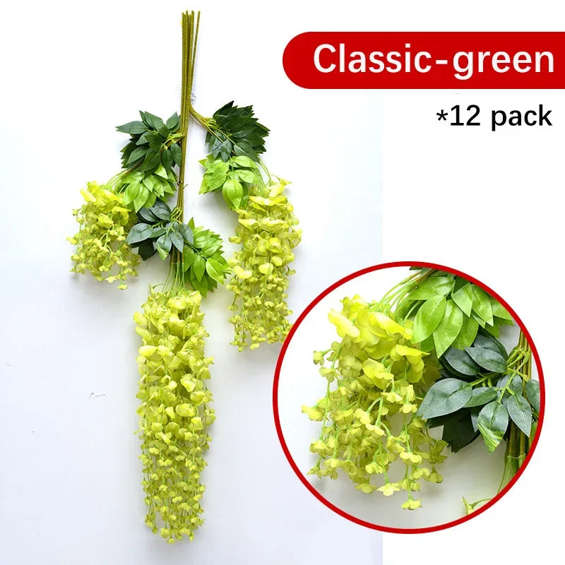 Künstliche Glyzinien-Girlande zum Aufhängen, Rot, 12 Stück