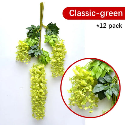 Künstliche Glyzinien-Girlande zum Aufhängen, Rot, 12 Stück