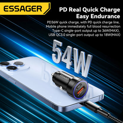 Chargeur de voiture USB 54 W, charge rapide 5 A QC 3.0, SCP AFC, charge rapide USB Type C 30 W