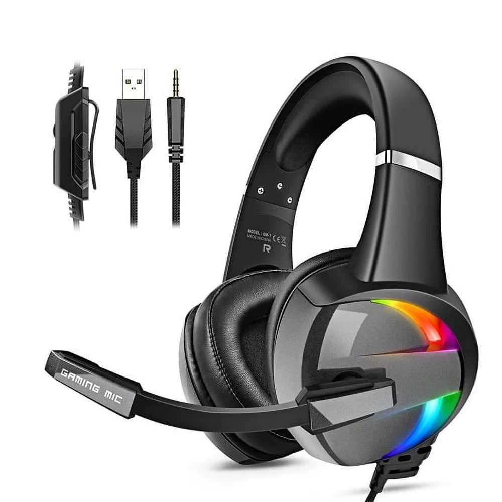 RGB Gaming Headset  Noise Canceling Microphone Surround Sound LED Headphones for PS5 PS4 Xbox One PC Laptop Mac Computer PC