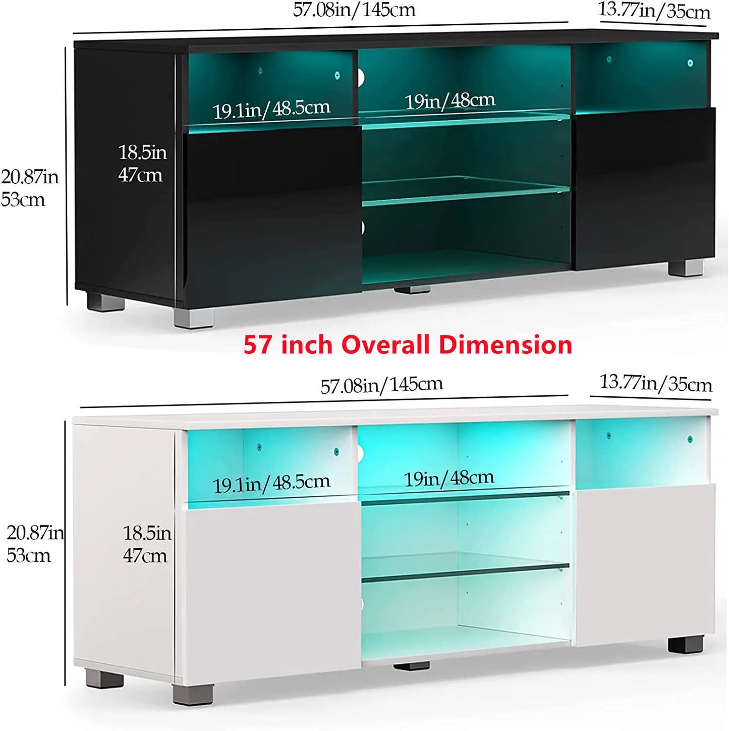 65-Inch TV Stand with LED Lights