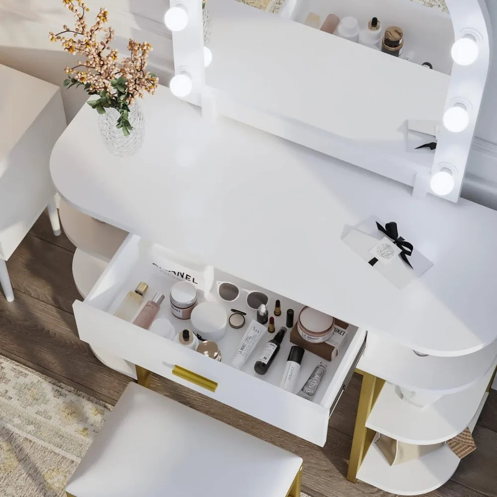 LED Vanity Desk with Mirror - Glam Up