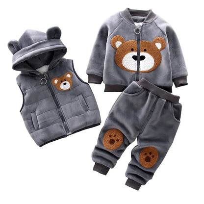 Baby Girls' Cartoon Fleece 3pcs Winter Set