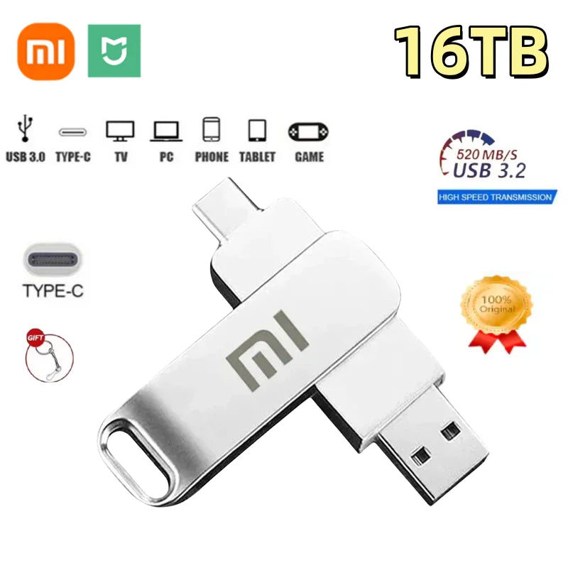 Xiaomi 16 TB USB 3.2-Flash-Laufwerk - wasserdichter Hochgeschwindigkeits-Speicherstick aus Metall