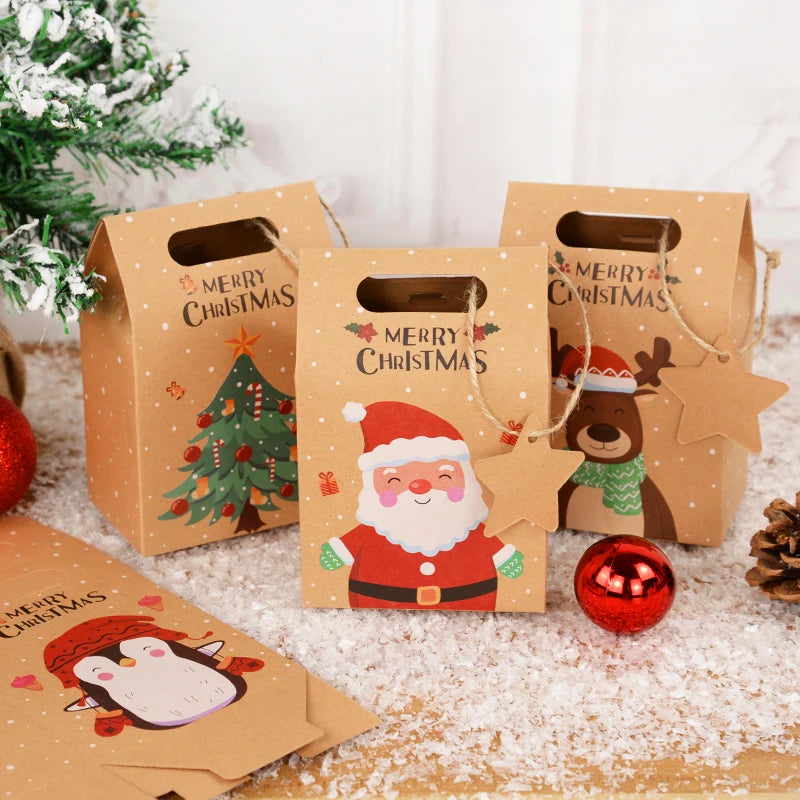 6/12/24pcs Christmas Kraft Candy Gift Boxes