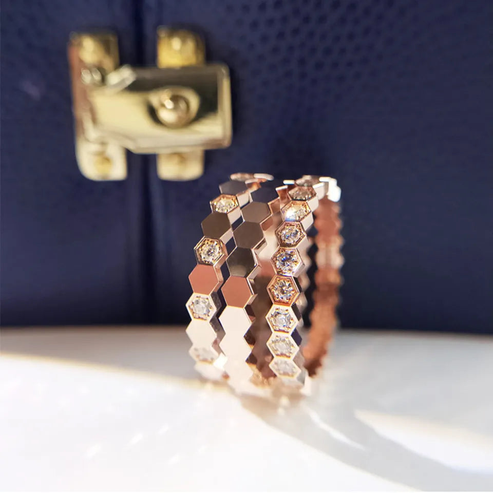 Honeycomb Cubic Zircon Ring