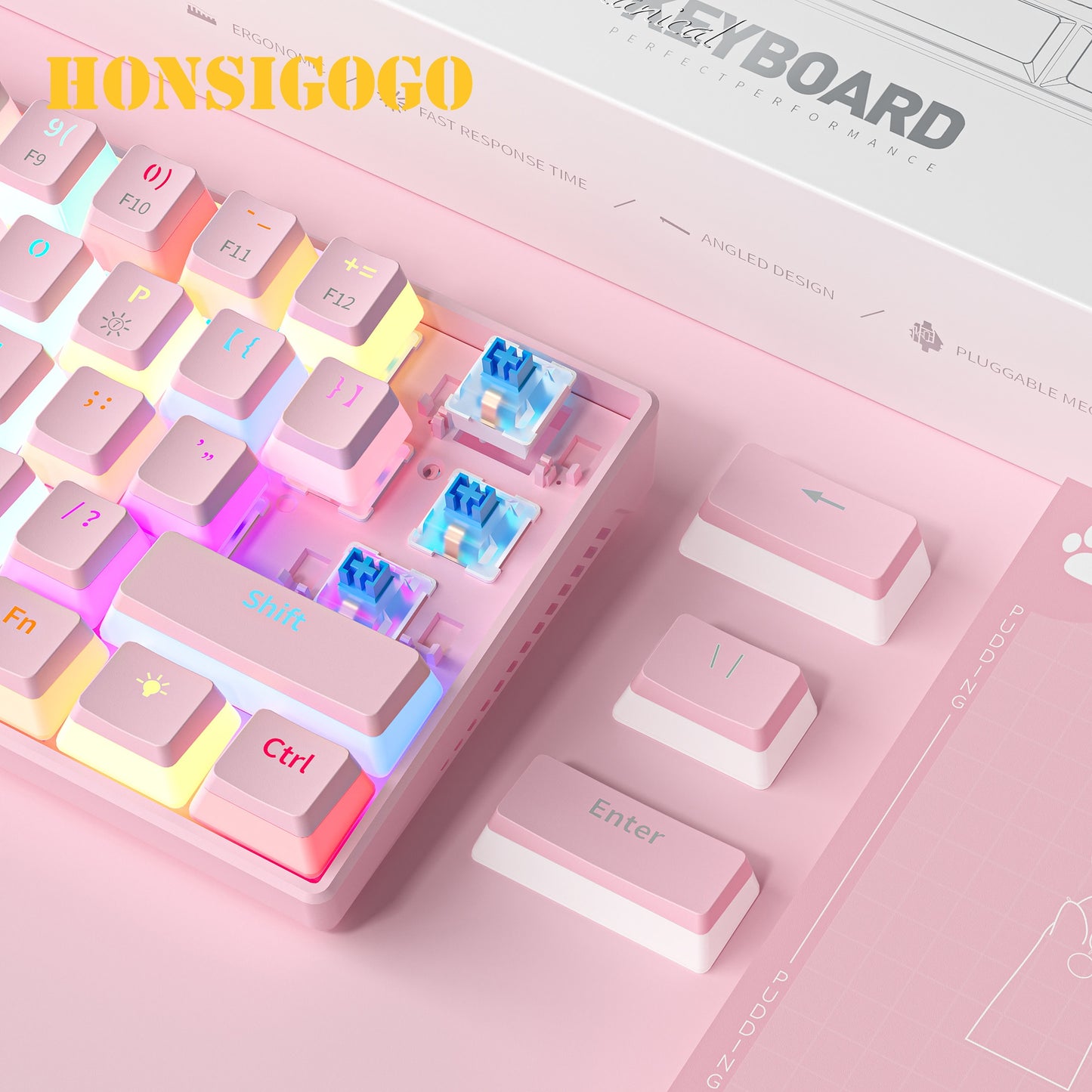 Cute 61-Key Pink Gaming Keyboard 🎮