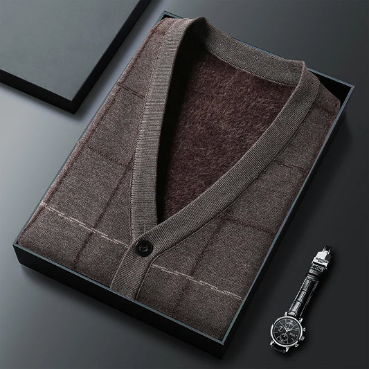 Pull en polaire tricoté à rayures pour hommes