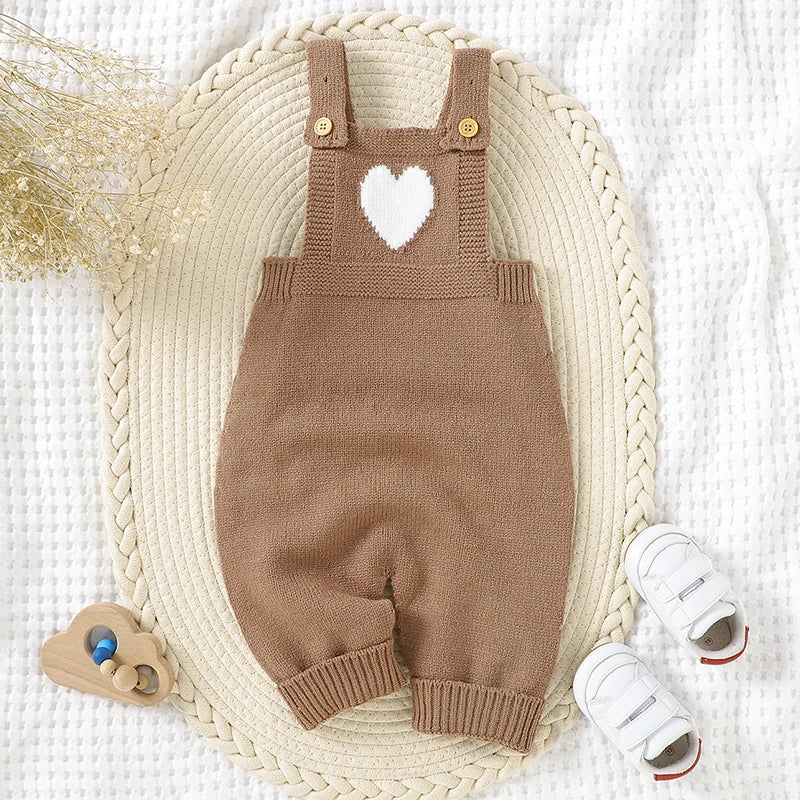 Heart-Shaped Sleeveless Knit Romper for Babies