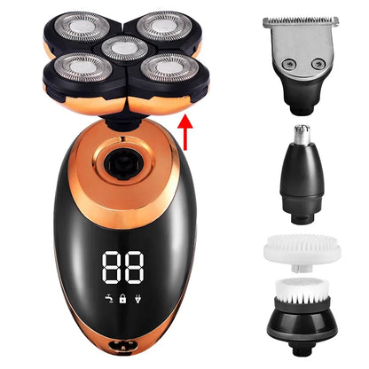 Rechargeable Waterproof Electric Shaver - LCD Display Grooming Kit