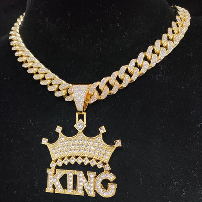 1Pc Street style Hollow Crown KING Cuban Chain