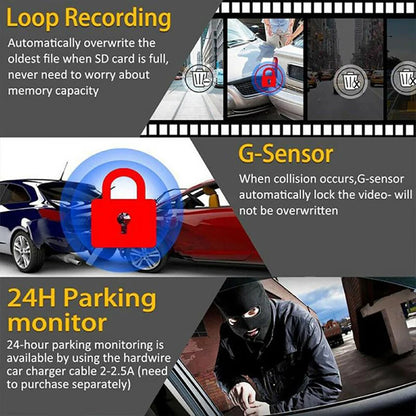 2/3-Channel 1080P Dash Cam with Front - Rear View - Car DVR - Video Recorder