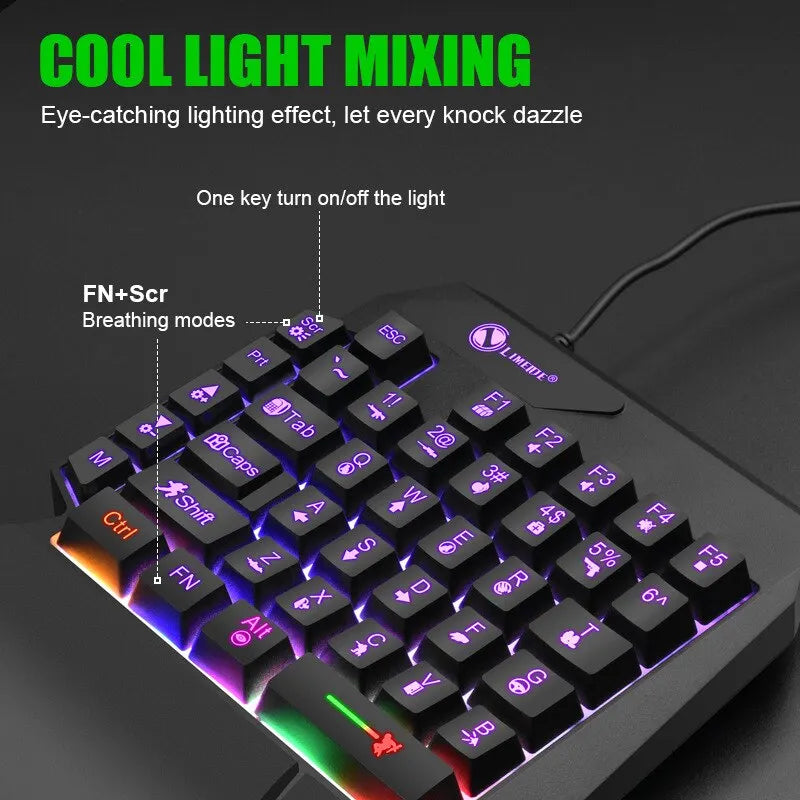 Ultraflache kabelgebundene Gaming-Tastatur – 35 Tasten, einhändig bedienbar, mit Hintergrundbeleuchtung