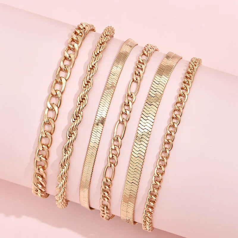 Vintage Multilayer Snake Chain Bracelets Set