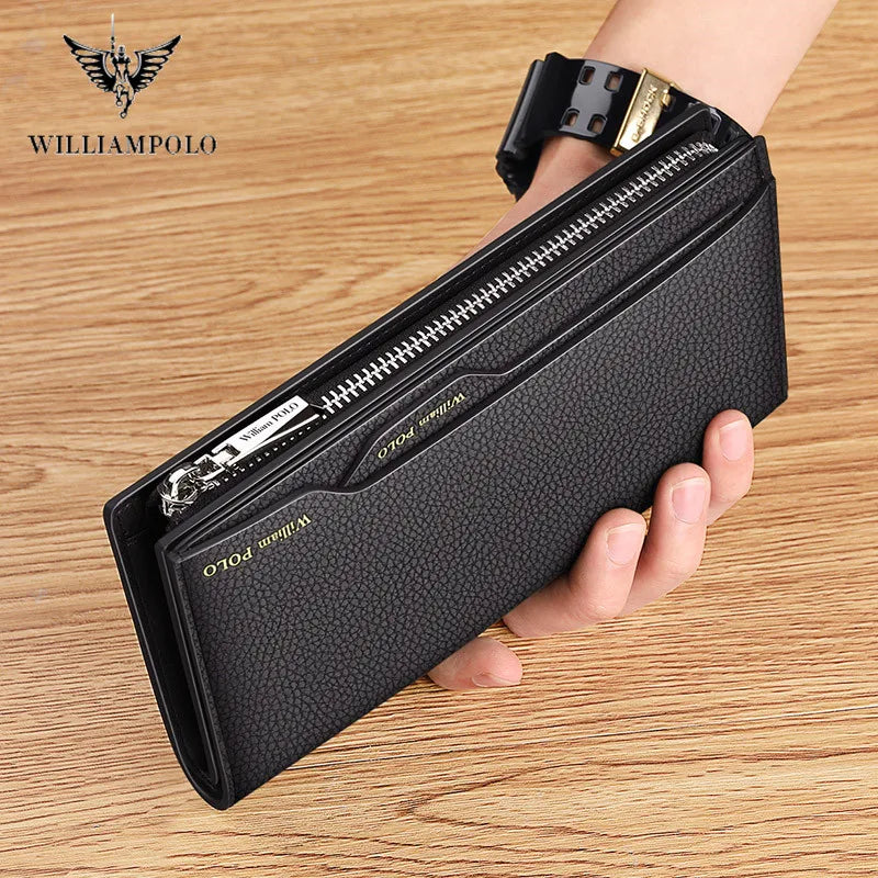Men's Leather Handbag  Multifunctional Long Card Holder