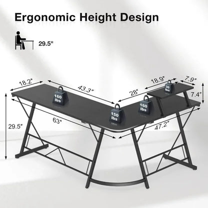 L-Shape Home Office Desk with Storage