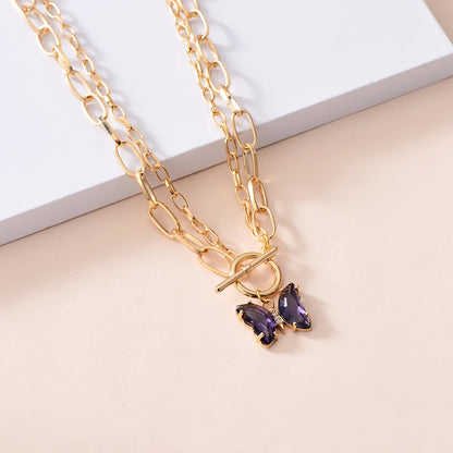 Gold Multilayer Butterfly Necklace