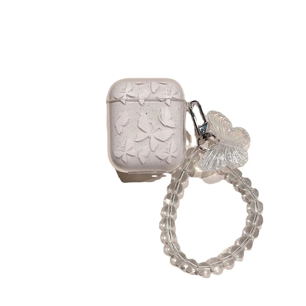 Funkelnder rosa Schmetterlingsdruck, geeignet für Airpods Pro2, Apple 2. Generation, Bluetooth-Kopfhörerhülle 1/2/3, Schutzhüllenbox