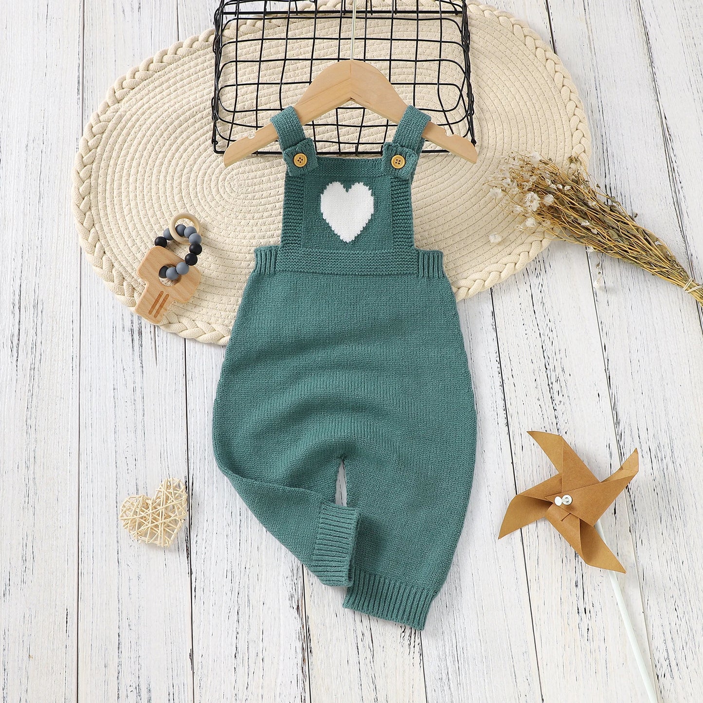 Heart-Shaped Sleeveless Knit Romper for Babies