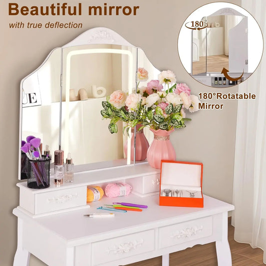 Lighted Vanity Set with Power Outlet