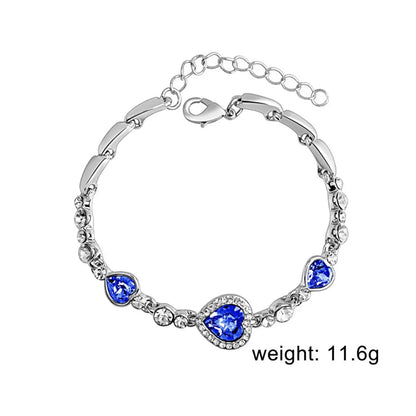 Blue Crystal Heart Bracelet for Women