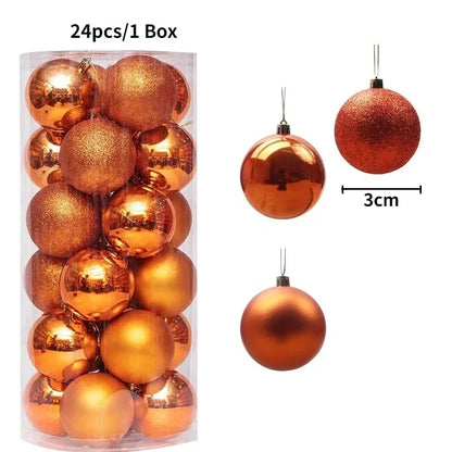 24 boules à suspendre pour arbre de Noël de 6 cm - Décorations de Noël