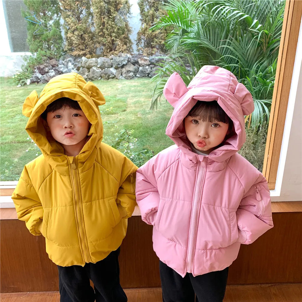 Koreanische Cartoon-Winterjacke mit Kapuze für Kinder