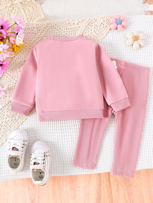 Bedrucktes Rundhals-Top mit lächelndem Gesicht und Blumenmuster für Kinder