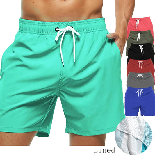 Men's Elastic Waist Breathable Stretch Swim Trunks
