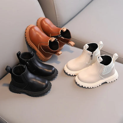 Bottes en cuir de style britannique pour enfants – antidérapantes