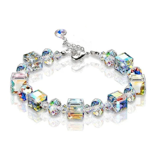 Bracelet de perles de cristal cube pour femme