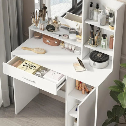 White Vanity Set with Lighted Mirror