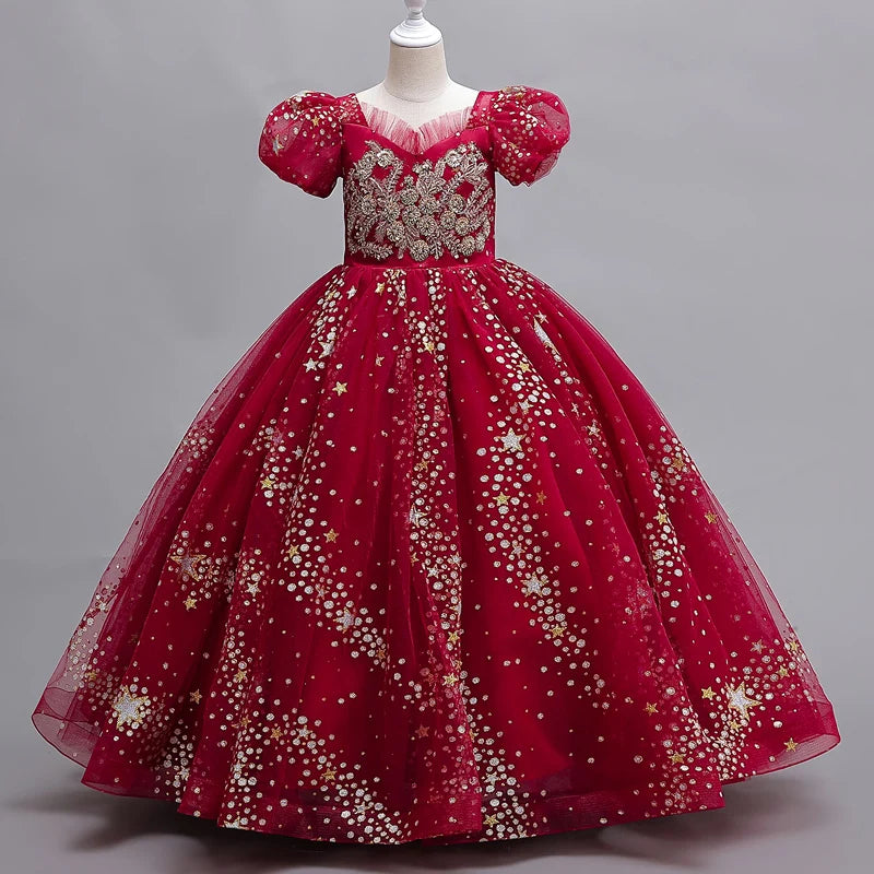 Luxuriöse Partykleider für Mädchen in Grün und Gold