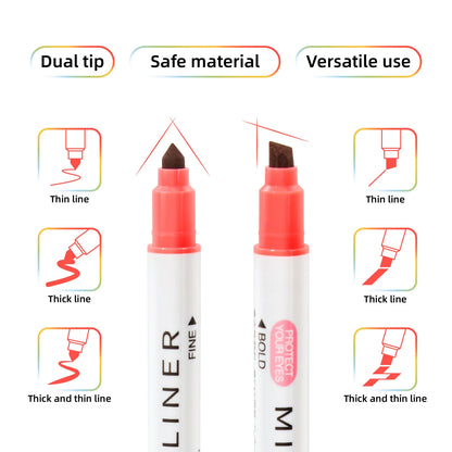Dual-Tip Pastel Highlighter Marker Set - 12/24pcs, No Bleed